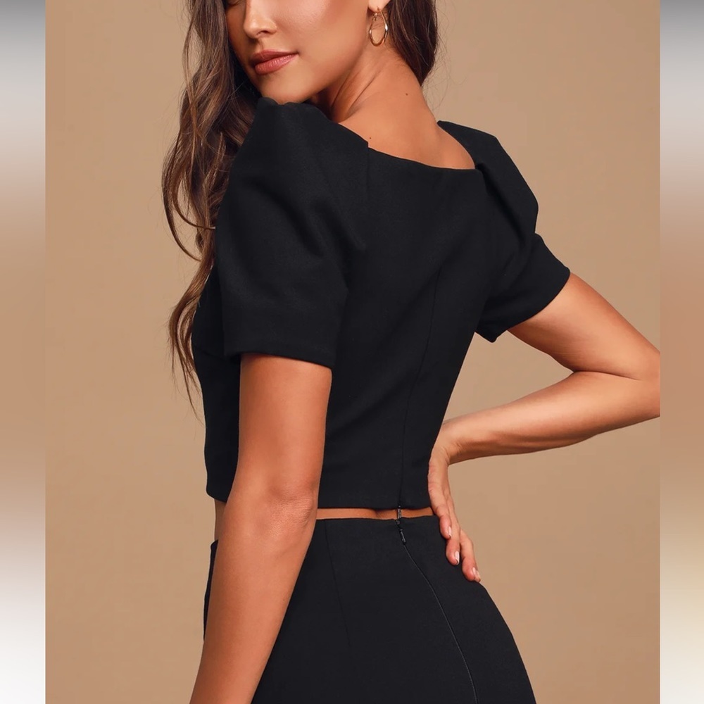Aeriel Black Puff Sleeve Two-Piece Dress LULUS/ELLIATT - Picture 4 of 8